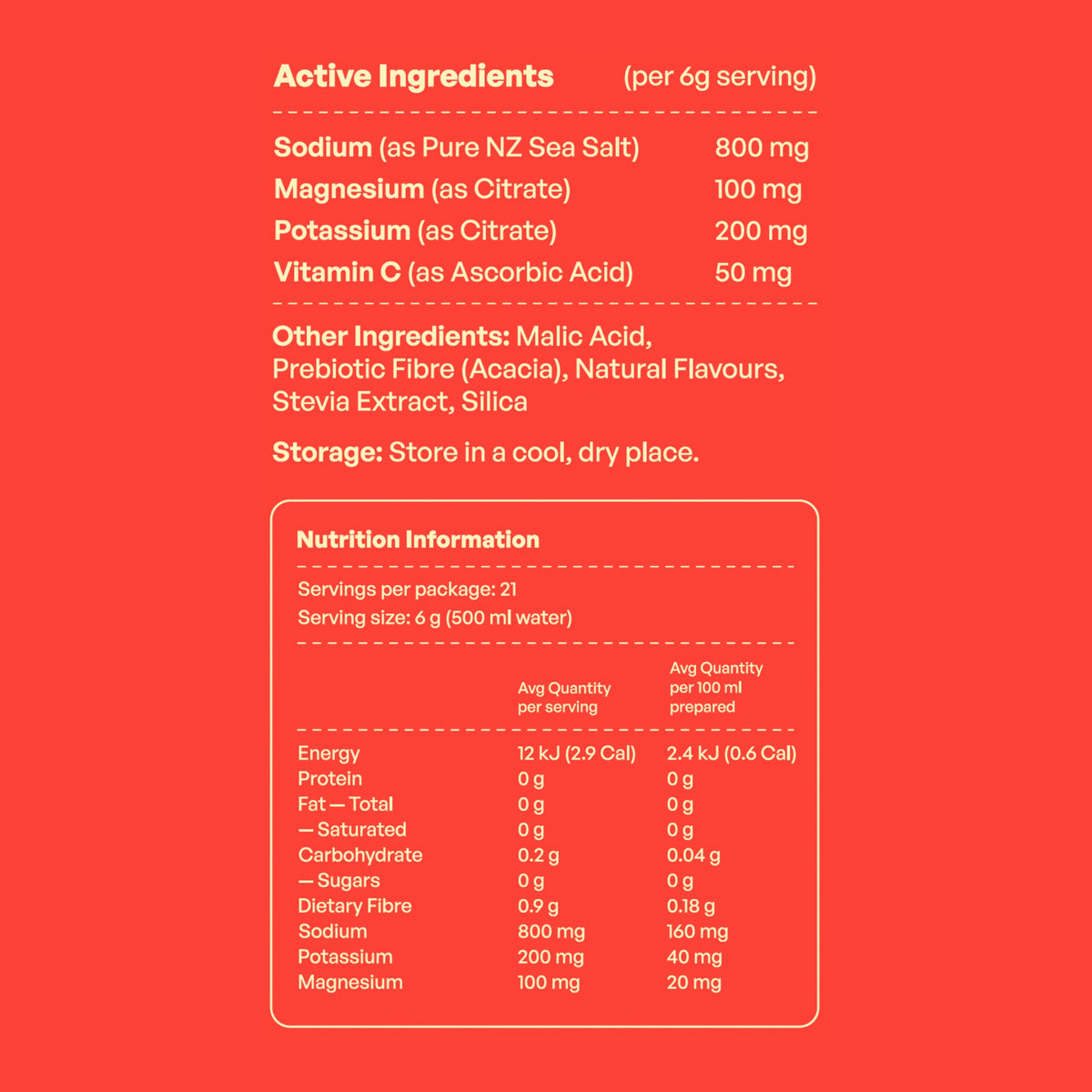 Daeli Hydration Salted Apple electrolyte nutrition panel showing active ingredients - clean and transparent hydration formula.